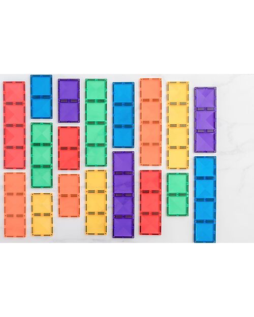 Connetix 18 Pieces - Rectangle - Rainbow - 100% Non Toxic ABS Plastic - STEM Learning! Magnetic Games