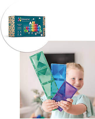 Connetix 18 Pieces - Rectangle - Rainbow - 100% Non Toxic ABS Plastic - STEM Learning! Magnetic Games