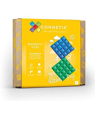 Connetix 2 Pieces - Base Plate Pack - Blue and Green - 100% Non-Toxic ABS Plastic - STEM Learning! Magnetic Games