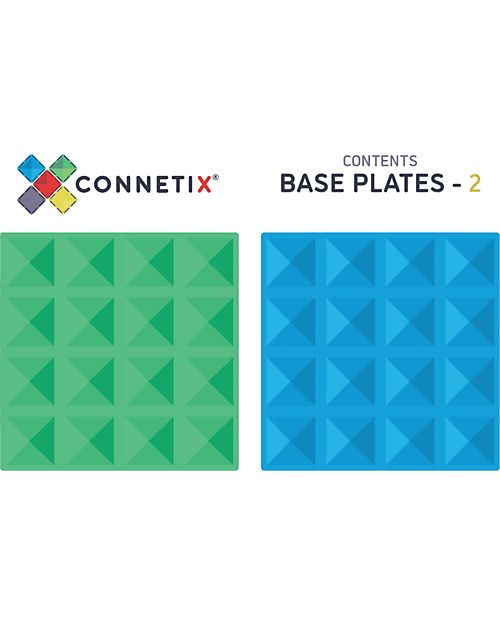 Connetix 2 Pieces - Base Plate Pack - Blue and Green - 100% Non-Toxic ABS Plastic - STEM Learning! Magnetic Games