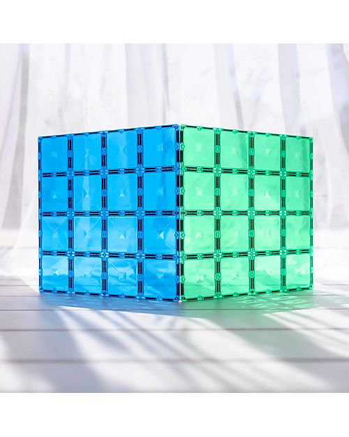 Connetix 2 Pieces - Base Plate Pack - Blue and Green - 100% Non-Toxic ABS Plastic - STEM Learning! Magnetic Games