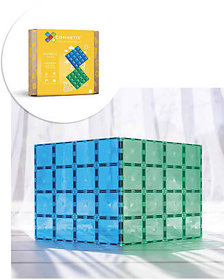 Connetix 2 Pieces - Base Plate Pack - Blue and Green - 100% Non-Toxic ABS Plastic - STEM Learning! Magnetic Games