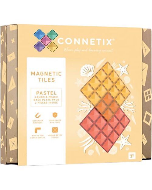 Connetix 2 Pieces - Base Plate Pack - Pastel - 100% Non-Toxic ABS Plastic - STEM Learning! Magnetic Games