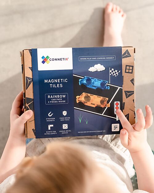 Connetix 2 Pieces - Car Pack - Rainbow - 100% Non Toxic ABS Plastic - STEM Learning! Magnetic Games