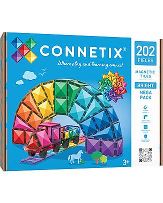 Connetix 202 Pieces - Mega Pack - Bright - 100% Non-toxic ABS Plastic - STEM Learning! Magnetic Games