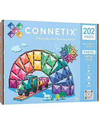 Connetix 202 Pieces - Mega Pack - Pastel - 100% Non-toxic ABS Plastic - STEM Learning! Magnetic Games