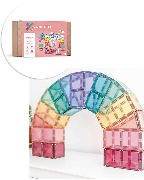 Connetix 202 Pieces - Pastel Mega Pack - Pastel -100% Non-toxic ABS Plastic - STEM Learning! Magnetic Games