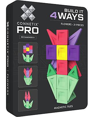 Connetix 21 Pieces - Build-It Pro Pack - Flowers - 100% Non-toxic ABS Plastic - STEM Learning! Magnetic Games