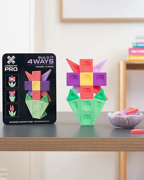 Connetix 21 Pieces - Build-It Pro Pack - Flowers - 100% Non-toxic ABS Plastic - STEM Learning! Magnetic Games