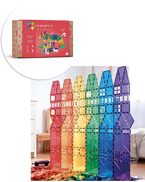 Connetix 212 Pieces - Mega Pack - Rainbow - 100% Non-Toxic ABS Plastic - STEM Learning! Magnetic Games