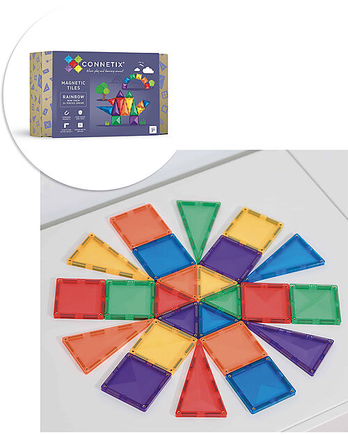 Connetix 24 Pieces - Mini Pack - Rainbow - 100% Non Toxic ABS Plastic - STEM Learning! Magnetic Games