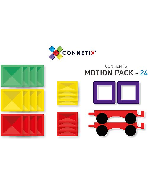 Connetix 24 Pieces - Motion Pack - Rainbow -100% Non-toxic ABS Plastic - STEM Learning! Magnetic Games