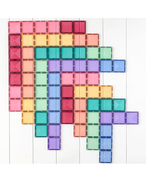 Connetix 24 Pieces - Rectangle - Pastel - 100% Non Toxic ABS Plastic - STEM Learning! Magnetic Games