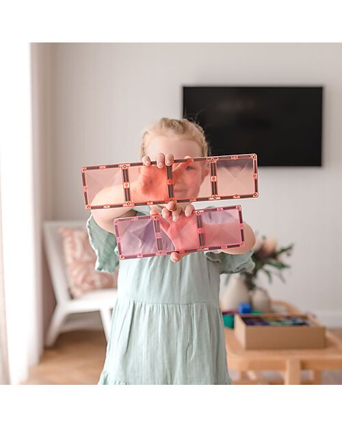 Connetix 24 Pieces - Rectangle - Pastel - 100% Non Toxic ABS Plastic - STEM Learning! Magnetic Games