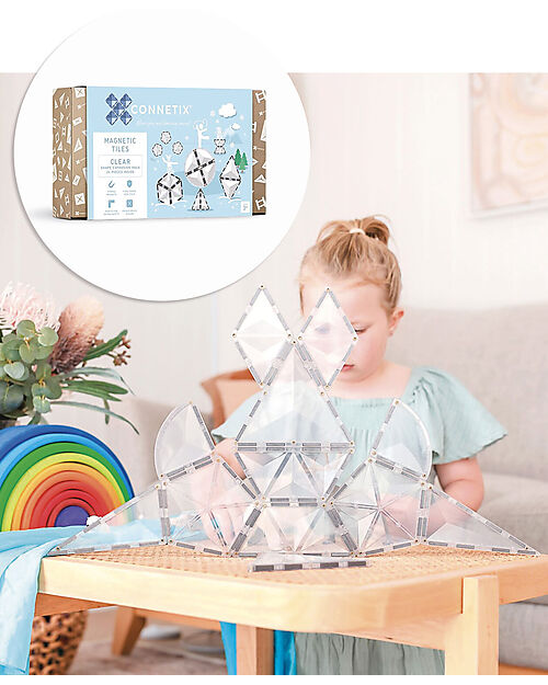 Connetix 24 Pieces - Shape Expansion Pack - Clear -100% Non-toxic ABS Plastic - STEM Learning! Magnetic Games
