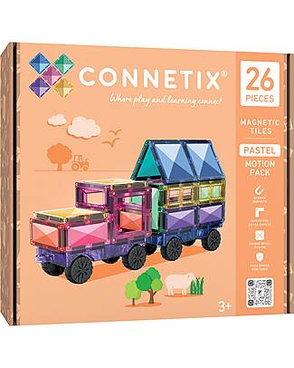 Connetix 26 Pieces - Motion Pack - Pastel - 100% Non-toxic ABS Plastic - STEM Learning! Magnetic Games