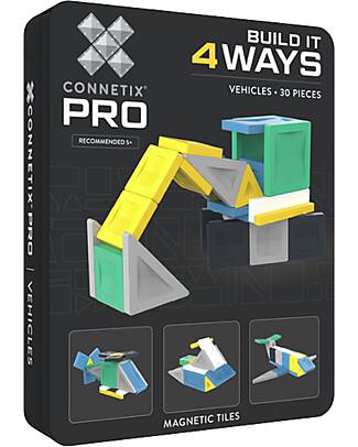 Connetix 30 Pieces - Build-It Pro Pack - Vehicles - 100% Non-Toxic ABS Plastic - STEM Learning! Magnetic Games