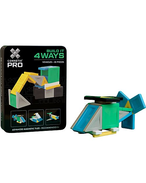 Connetix 30 Pieces - Build-It Pro Pack - Vehicles - 100% Non-Toxic ABS Plastic - STEM Learning! Magnetic Games