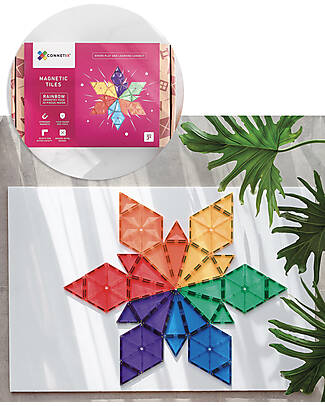 Connetix 30 Pieces - Geometry Pack - Rainbow -100% Non-toxic ABS Plastic - STEM Learning! Magnetic Games