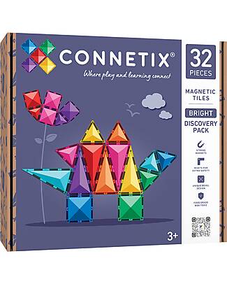 Connetix 32 Pieces - Discovery Pack - Bright - 100% Non-toxic ABS Plastic - STEM Learning! Magnetic Games