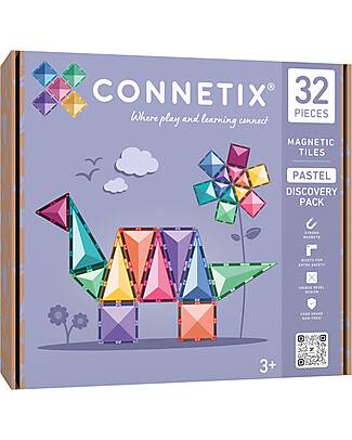 Connetix 32 Pieces - Discovery Pack - Pastel - 100% Non-toxic ABS Plastic - STEM Learning! Magnetic Games