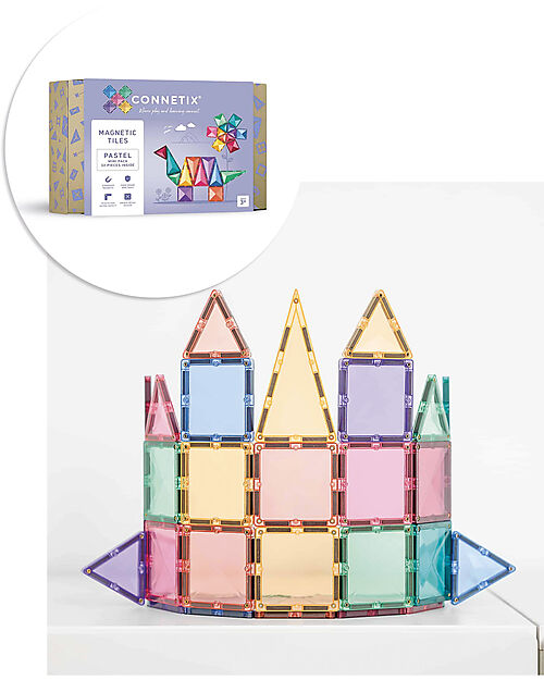 Connetix 32 Pieces - Mini Pack - Pastel - 100% Non Toxic ABS Plastic - STEM Learning! Magnetic Games