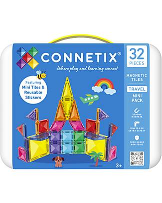 Connetix 32 Pieces - Travel Mini Pack - 100% Non-toxic ABS Plastic - STEM Learning! Magnetic Games