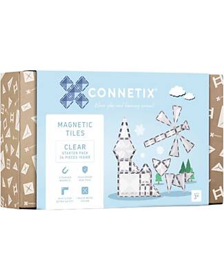 Connetix 34 Pieces - Clear Pack - Transparent - 100% Non Toxic ABS Plastic - STEM Learning! Magnetic Games