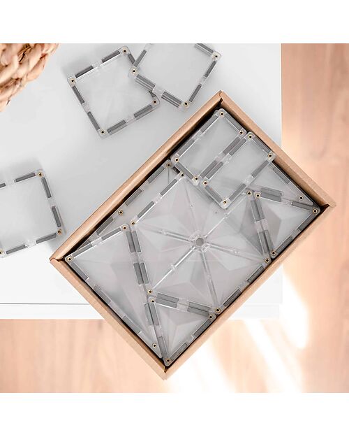 Connetix 34 Pieces - Clear Pack - Transparent - 100% Non Toxic ABS Plastic - STEM Learning! Magnetic Games