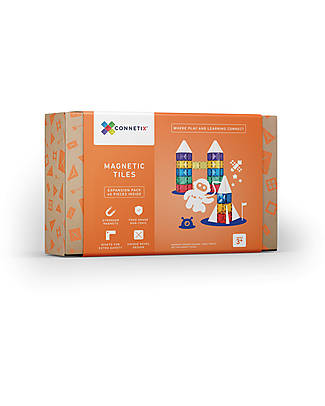 Connetix 40 Pieces - Expansion Pack - Rainbow -100% Non-toxic ABS Plastic - STEM Learning! Magnetic Games