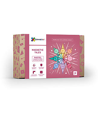 Connetix 40 Pieces Geometry Pack - Pastel - 100% Non-toxic ABS Plastic - Encouraging STEM Learning! Magnetic Games