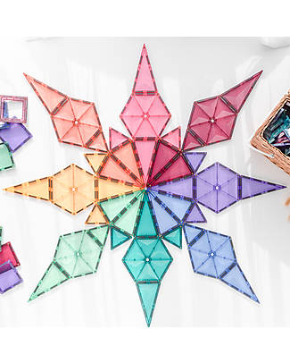 Connetix 40 Pieces - Geometry Pack - Pastel - 100% Non-toxic ABS Plastic - STEM Learning! Magnetic Games