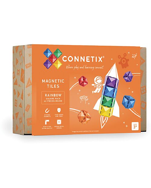 Connetix 42 Pieces - Expansion Pack - Rainbow -100% Non-toxic ABS Plastic - STEM Learning! Magnetic Games