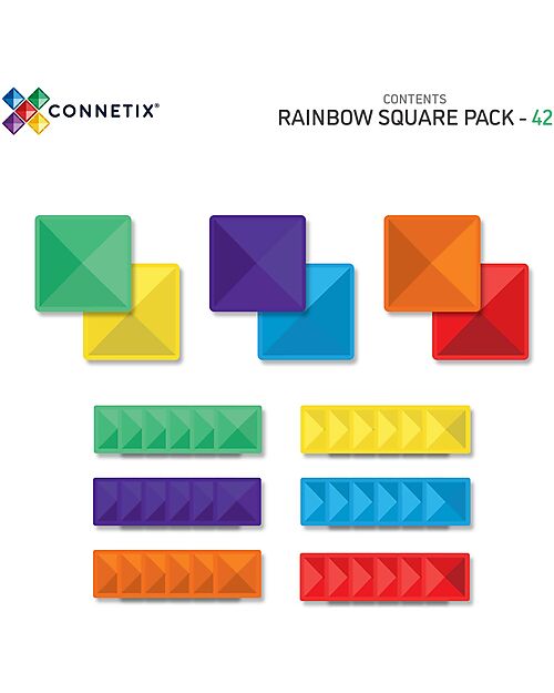 Connetix 42 Pieces - Expansion Pack - Rainbow -100% Non-toxic ABS Plastic - STEM Learning! Magnetic Games