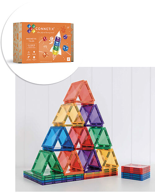 Connetix 42 Pieces - Expansion Pack - Rainbow -100% Non-toxic ABS Plastic - STEM Learning! Magnetic Games