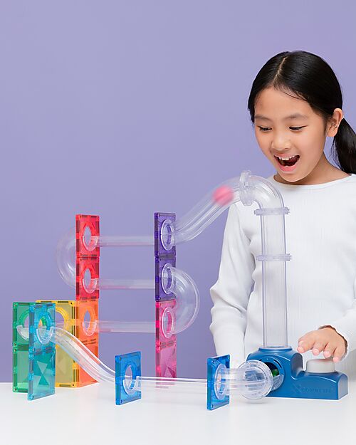 Connetix 47 Pieces - Pack Ball Track - Launcher - 100% Non-toxic ABS Plastic - STEM Learning! Magnetic Games