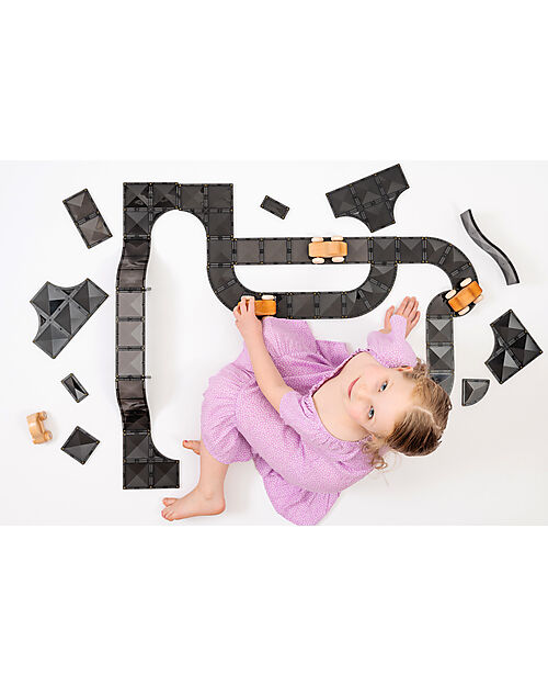 Connetix 48 Pieces - Roads - Black - 100% Non Toxic ABS Plastic - STEM Learning! Magnetic Games