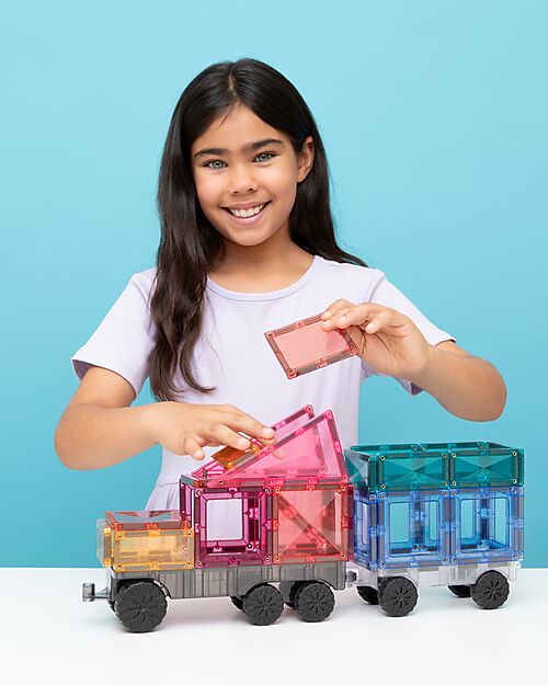 Connetix 50 Pieces - Transport Pack - Pastel - 100% Non-Toxic ABS Plastic - STEM Learning! Magnetic Games