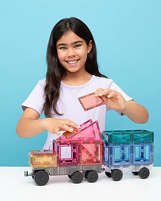 Connetix 50 Pieces - Transport Pack - Pastel - 100% Non-Toxic ABS Plastic - STEM Learning! Magnetic Games