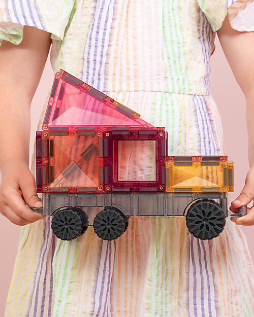 Connetix 50 Pieces - Transport - Pastel - 100% Non Toxic ABS Plastic - STEM Learning! Magnetic Games