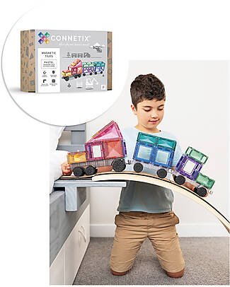 Connetix 50 Pieces - Transport - Pastel - 100% Non Toxic ABS Plastic - STEM Learning! Magnetic Games