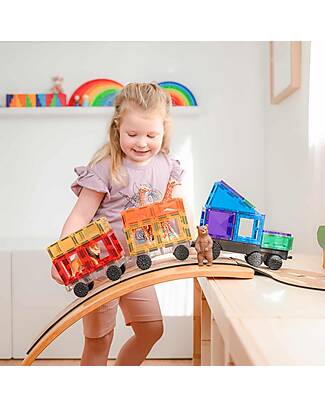 Connetix 50 Pieces - Transport - Rainbow - 100% Non Toxic ABS Plastic - STEM Learning! Magnetic Games
