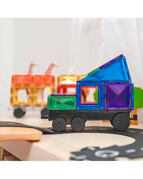 Connetix 50 Pieces - Transport - Rainbow - 100% Non Toxic ABS Plastic - STEM Learning! Magnetic Games