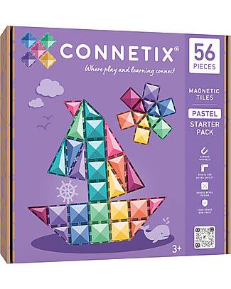Connetix 56 Pieces - Starter Pack - Pastel - 100% Non-toxic ABS Plastic - STEM Learning! Magnetic Games