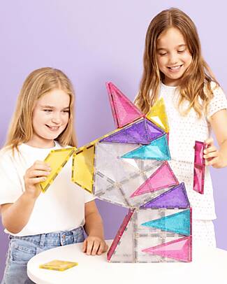 Connetix 56 Pieces - Unicorn Glitter Set - 100% Non-Toxic ABS Plastic - STEM Learning! Magnetic Games