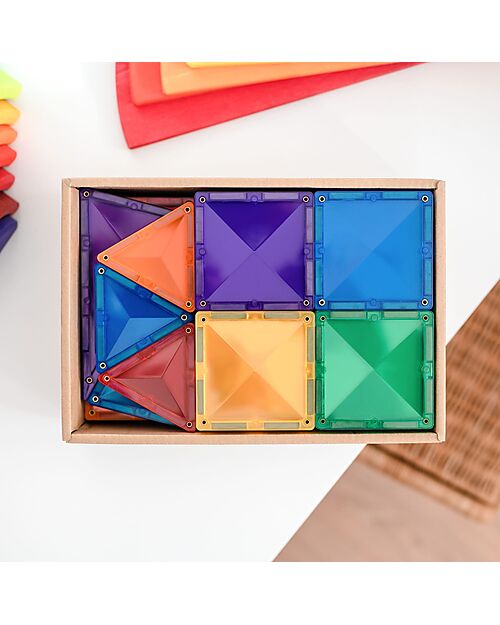 Connetix 60 Pieces - Starter Pack - Rainbow -100% Non-toxic ABS Plastic - STEM Learning! Magnetic Games