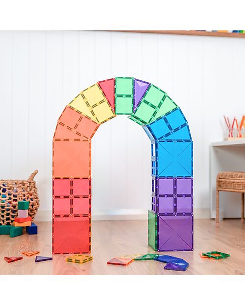 Connetix 60 Pieces - Starter Pack - Rainbow -100% Non-toxic ABS Plastic - STEM Learning! Magnetic Games