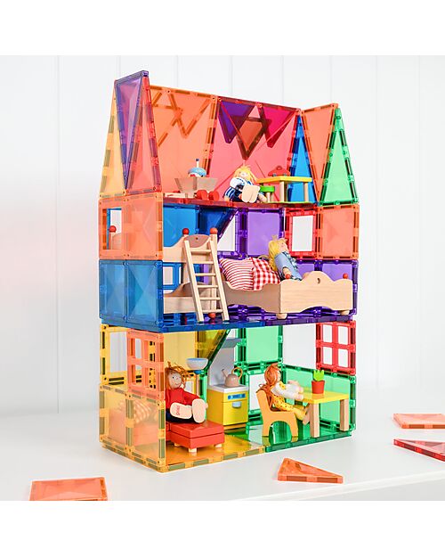 Connetix 60 Pieces - Starter Pack - Rainbow -100% Non-toxic ABS Plastic - STEM Learning! Magnetic Games