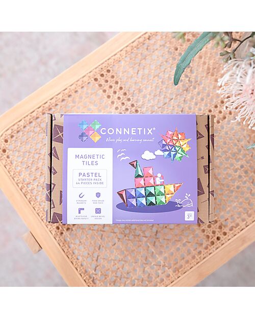 Connetix 64 Pieces - Starter Pack - Pastel -100% Non-toxic ABS Plastic - STEM Learning! Magnetic Games