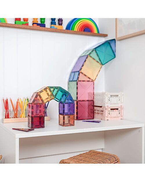 Connetix 64 Pieces - Starter Pack - Pastel -100% Non-toxic ABS Plastic - STEM Learning! Magnetic Games